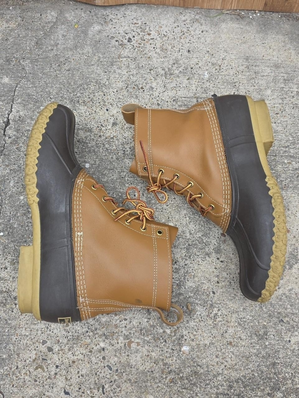 LL Bean Boots Mens Brown Leather Duck Boots Size 12